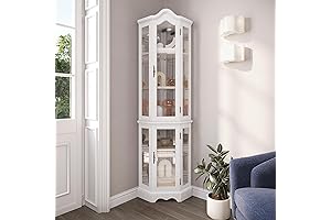 BELLEZE Lighted Corner Display Cabinet: Perfect Showcase for Your Treasures