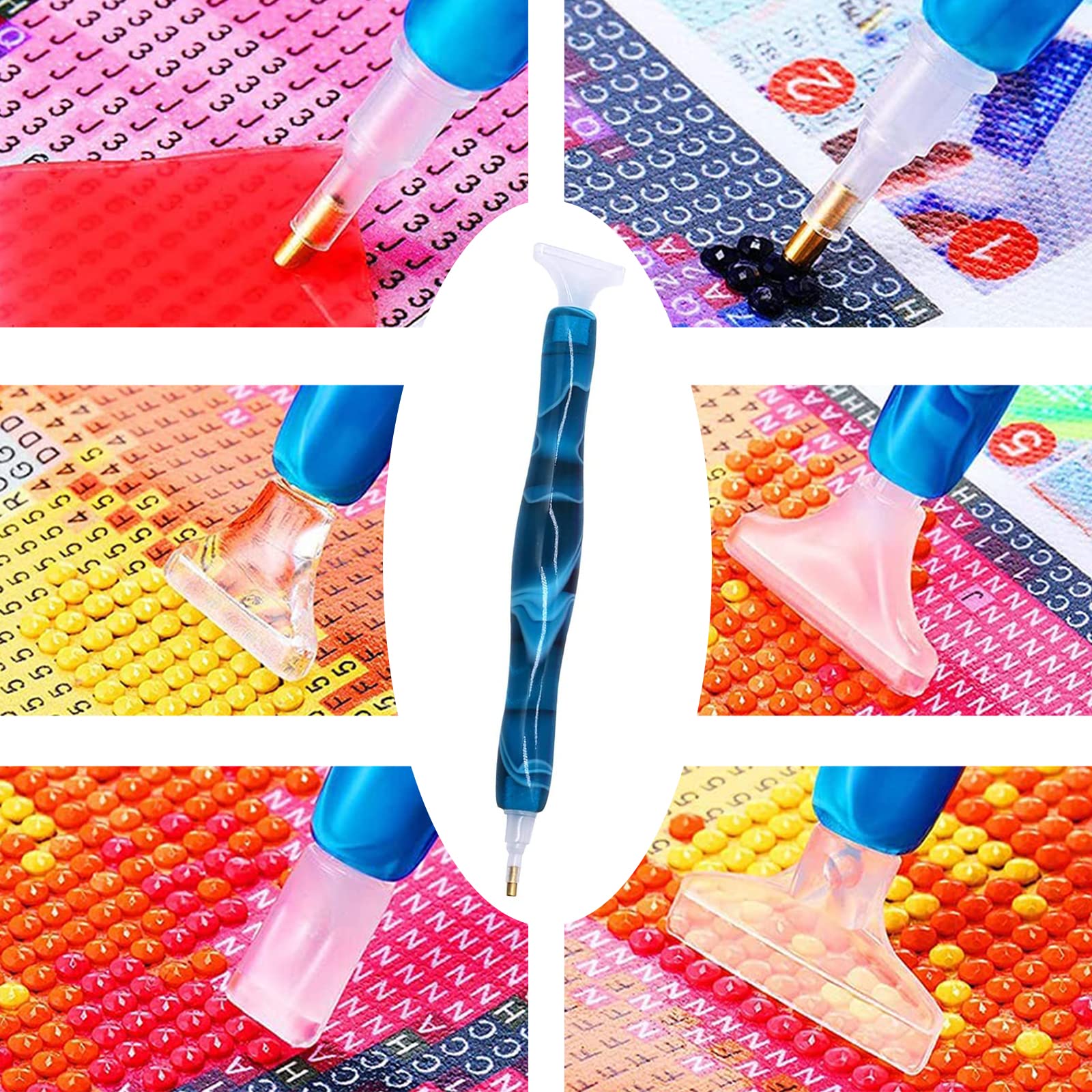 Penna per Pittura a Diamante in Resina 5D Accessori 8 Pezzi 5D Diamond Painting Penna Resina Punta in Metallo per Penne per Pittura con Diamanti Punta Trapano Strumenti Di Pittura Diamantata Penna