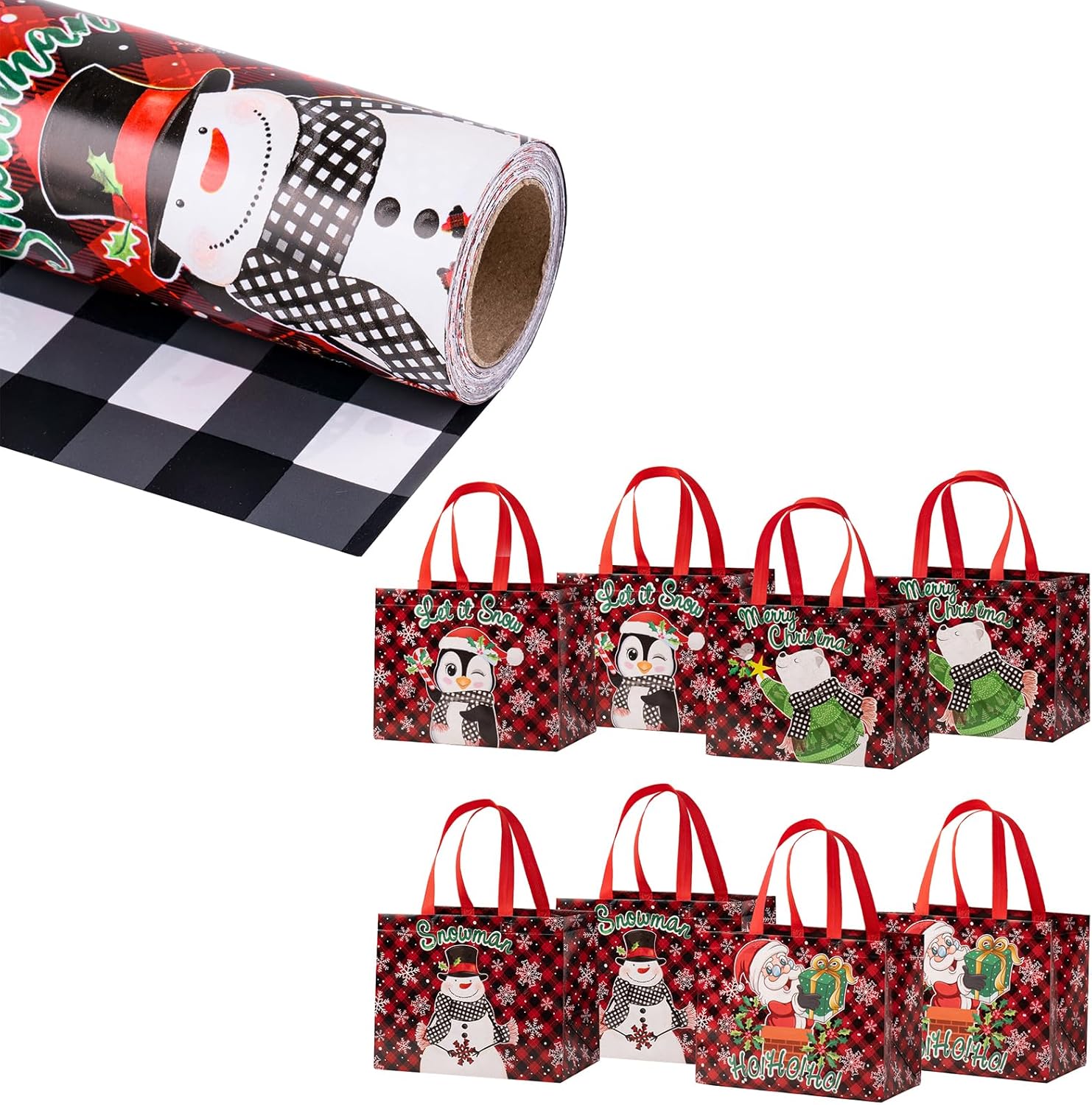 LeZakaa 8PCS Christmas Gift Bags with Handles and