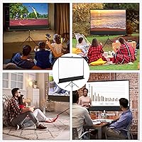 Vista 7 de Smartxchoices 84" Portable 16:9 HD Projector Screen with Stand, Wrinkle-Free Manual Pull Down Tripod Screen with Carry Bag and Tight Straps, Movie