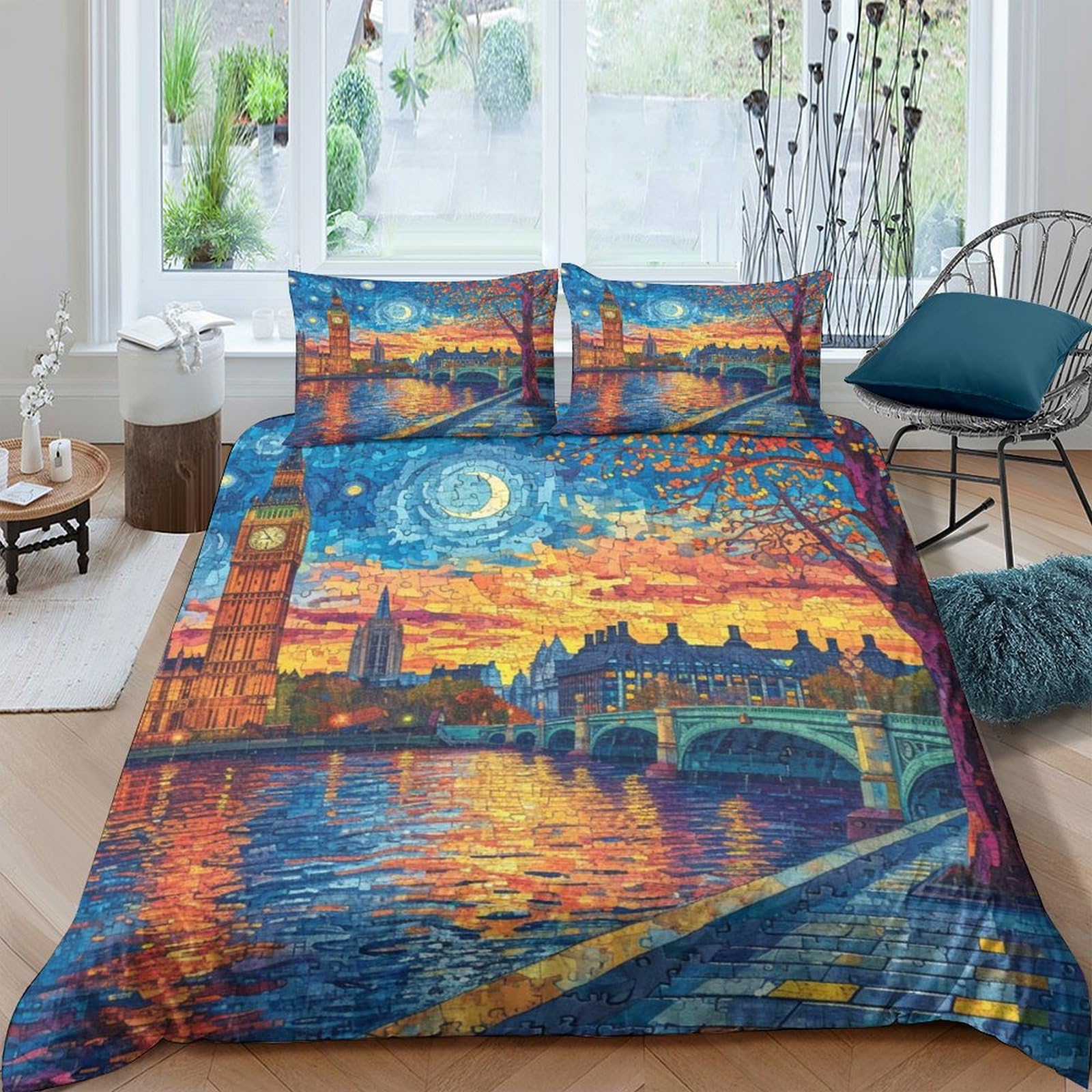 Housse de couette Tour de Fer Londres en microfibre ultra douce respirante 200x200