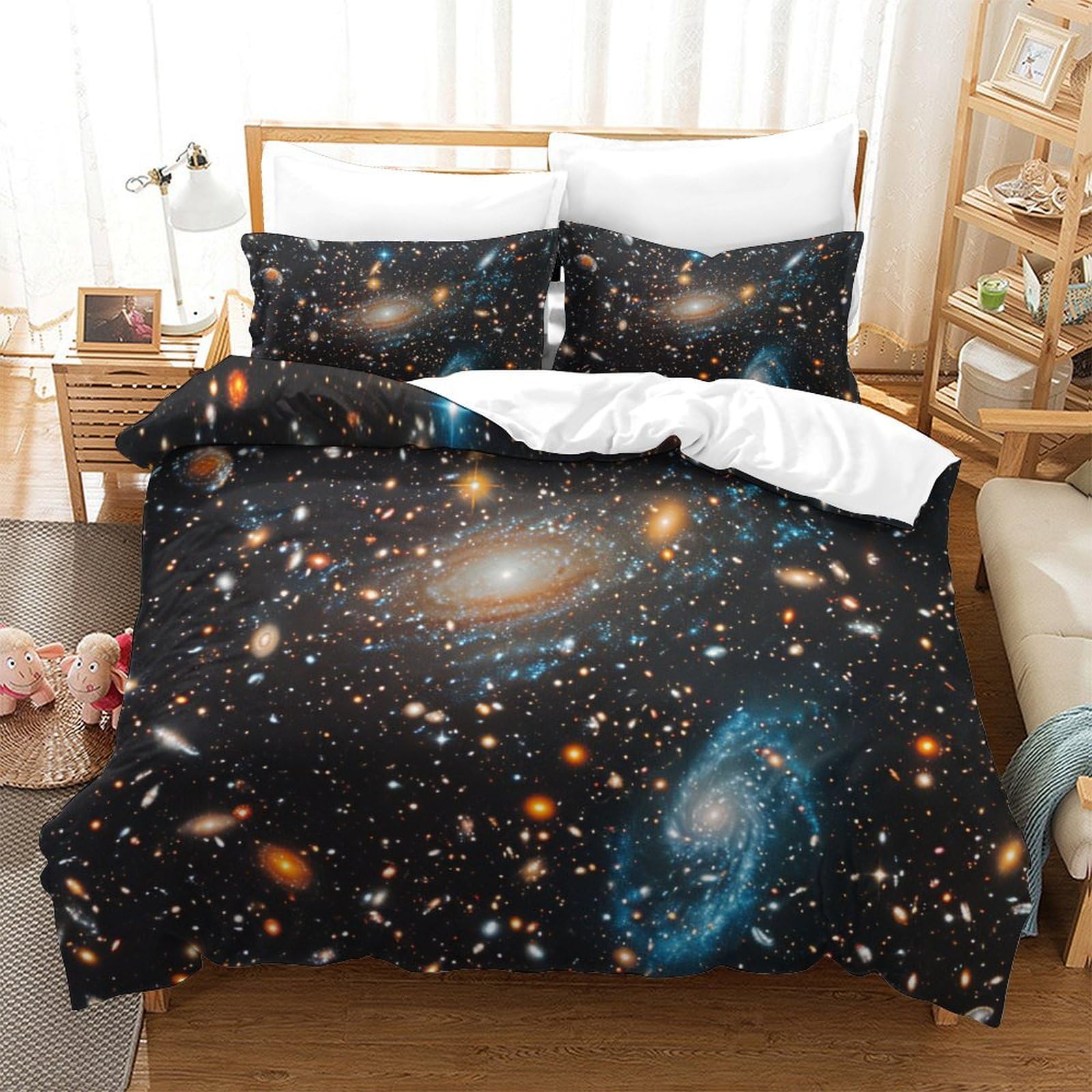 Housse de couette galaxie 3D de haute qualité pour lit Super King 260x220 cm
