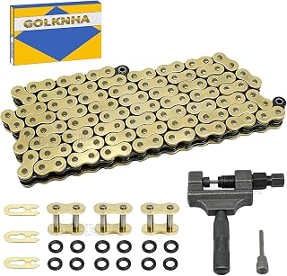 Gold 520 Chain X-Ring 114 Links with Master Link, Heavy Duty Motorcycle Chian, Powersports Drive Chains