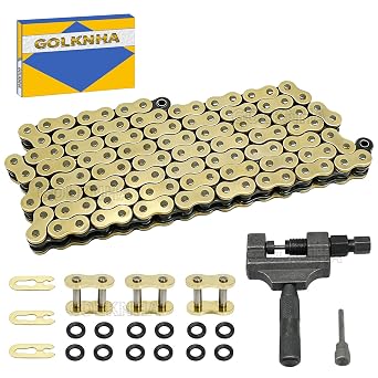 520 X-Ring Chain 114 Links with Master Link,Heavy Duty Motorcycle Gold Chian, Powersports Drive Chains