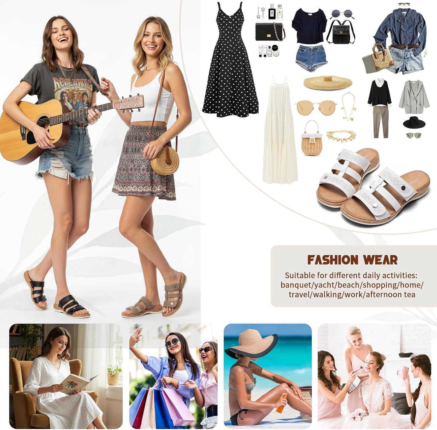 Littleplum Womens Slides Sandals with Arch Support Adjustable Open Toe Slides Soft Cushion Slippers Comfort Walking Summer Shoes - Image 7