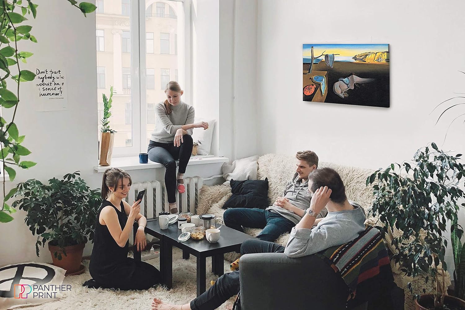 Panther Print, Large Framed Canvas Wall Art for Walls, Salvador Dali Persistence of Time, Special Occasion Print (36x24 inches)