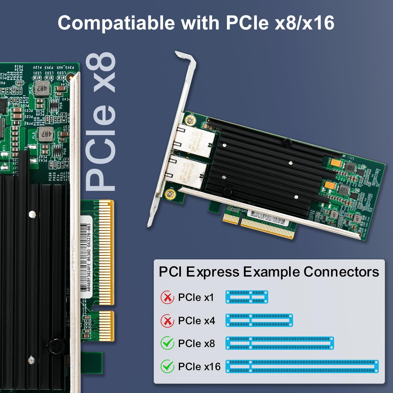 SODOLA Scheda di rete doppia porta RJ45 da 10 GB con controller X540