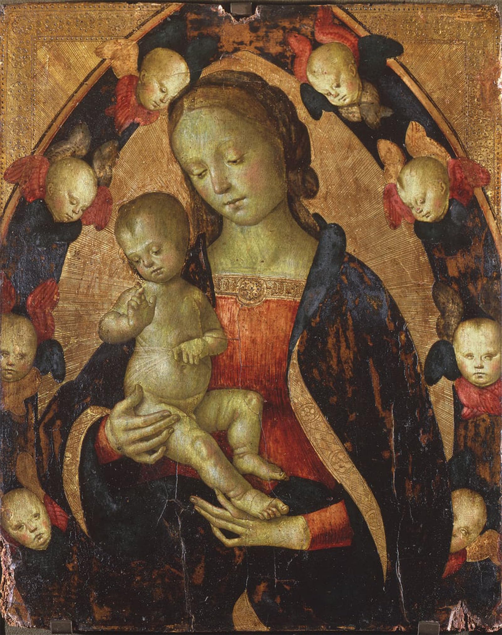 POSTERIIk Vintage Art Print Images Pictures Print Lady and Child Surrounded by Pietro Perugino Modern Colour Posters for Office Home Decor 60x90cm