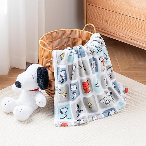 Miniatura 8 de Berkshire Blanket Peanuts VelvetLoft - Manta de felpa de Snoopy con bonitos personajes, Snoopy, diseño a cuadros, azul, manta de 55 x 70 pulgadas