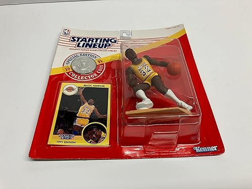 Miniatura 2 de Magic Johnson Los Angeles Lakers 1991 Starting Lineup Figure with Trading card and collectors coin