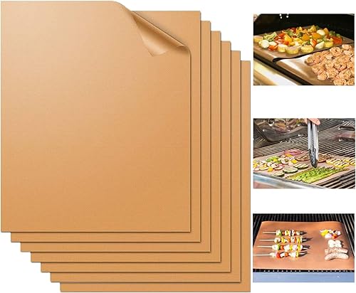 Miaowoof Juego de 7 alfombrillas para parrilla 100 antiadherentes para parrilla resistentes reutilizables y fáciles de limpiar funciona en parrilla