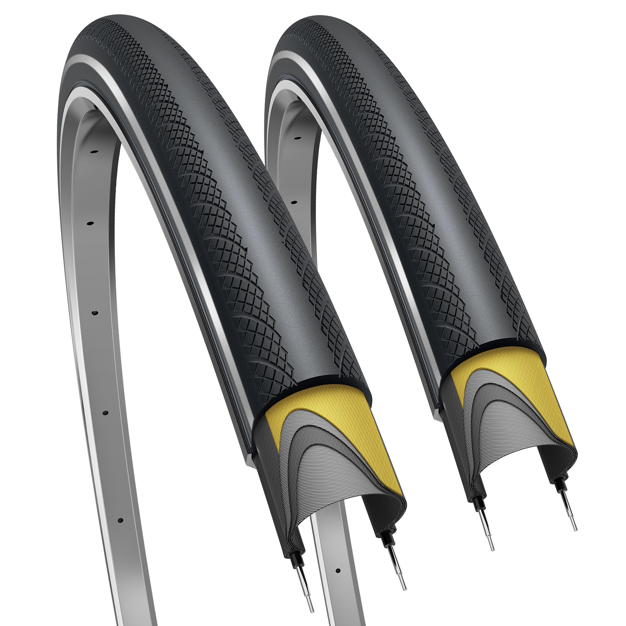 Fincciracing Bike Tyres 700x28c Pair Reflective Slick Foldable