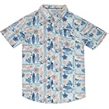 Boys Classic Woven Button-Down Short-Sleeve Hawaiian Shirt with Pocket for Kids