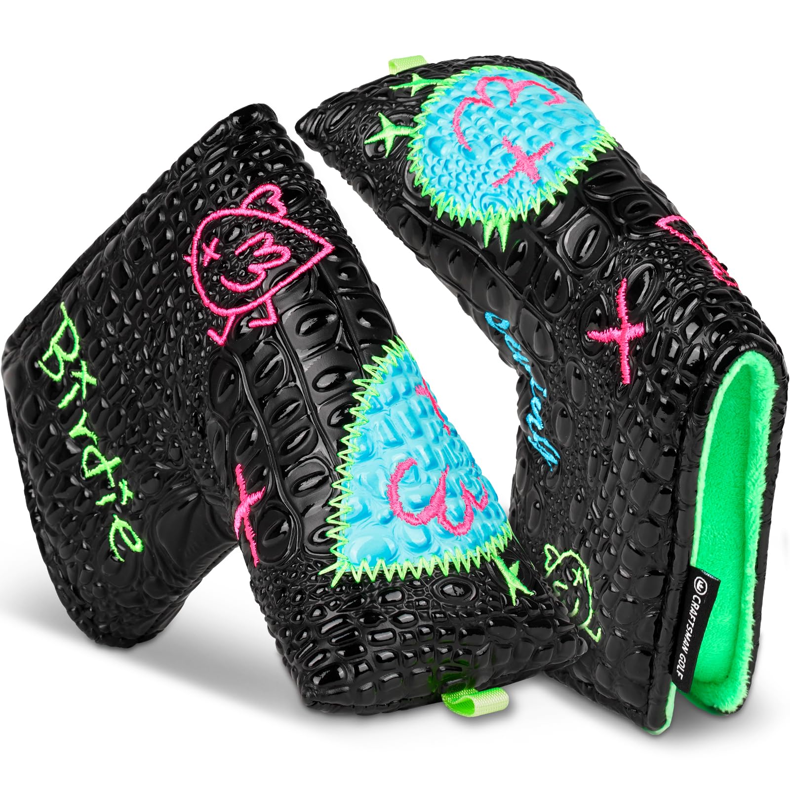 Craftsman Golf DF3 Putter Cover Golf Headcover Center Shaft Birdie Design OZ1 HS DF2.1 Headcover Mallet Blade Putter Cover with Magnetic Closure for Driver Mid Mallet Putter Heel Shafted