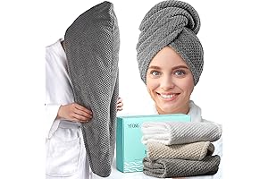 YFONG Quick Drying Microfiber Hair Towel Wrap for Long, Curly, Thick Hair