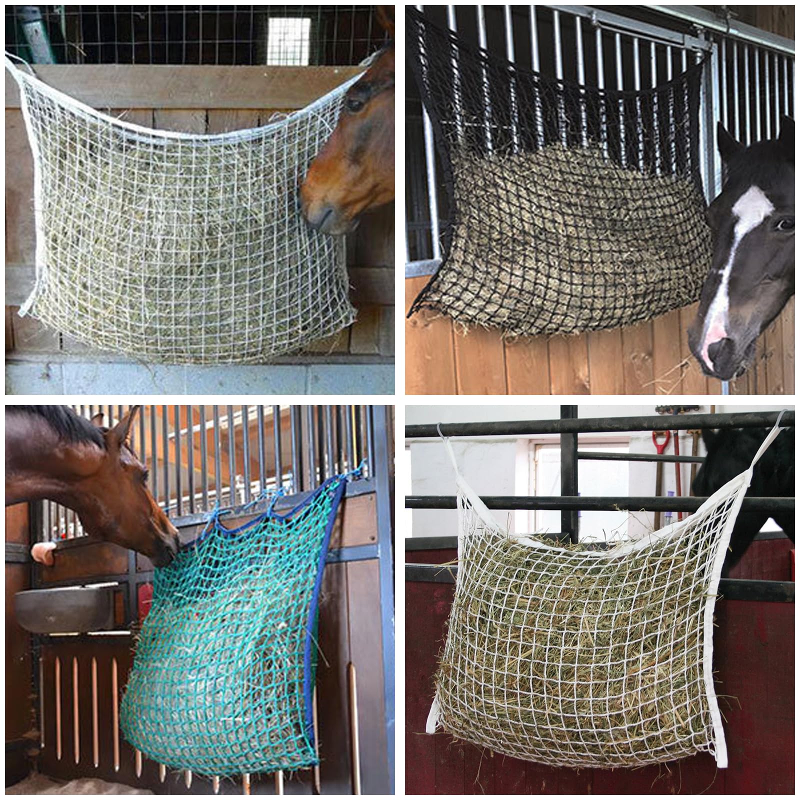 kingsea Heunetz Pferde 120cm x 90cm, Engmaschig 3 cm Netz Großer robuster Heusack Futternetz Heusack für artgerechte Fütterung, Weiß