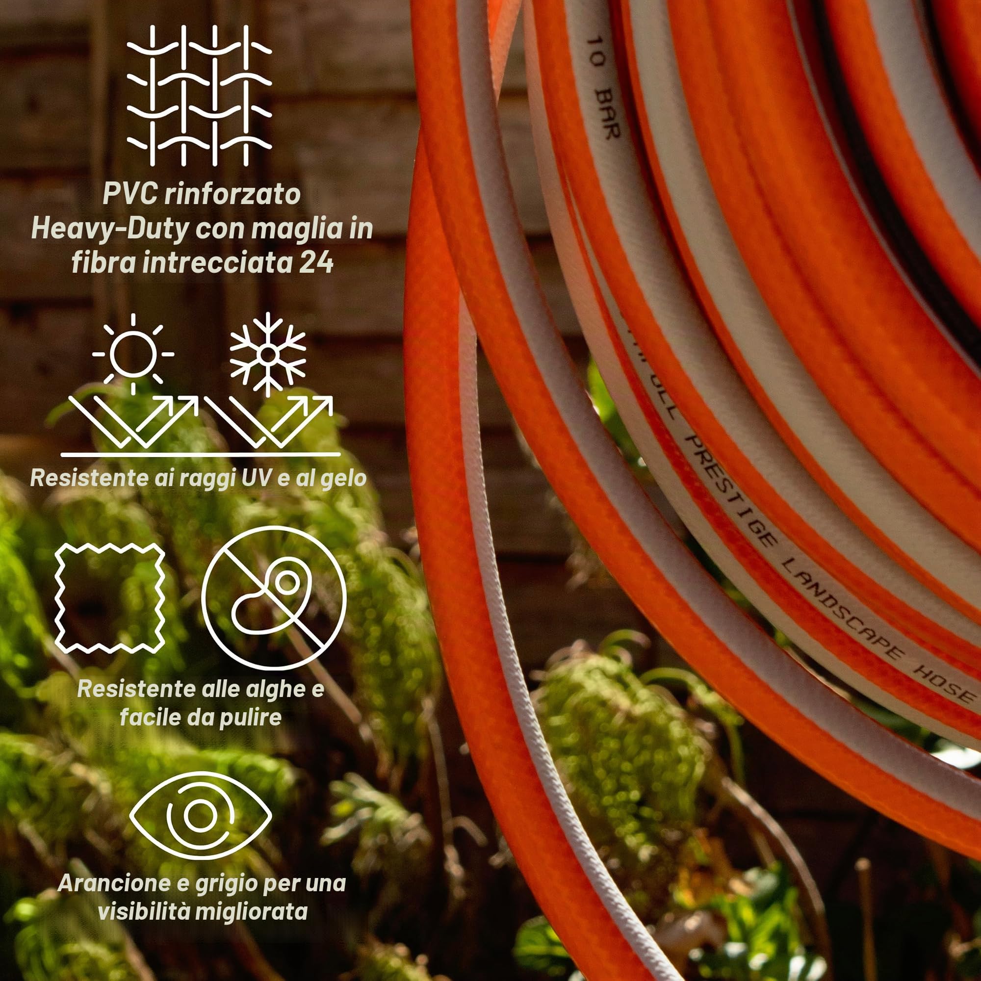 Faithfull FAIHOSE50PRE - Tubo da giardino in PVC rinforzato, resistente, 50 m, diametro 12,7 mm, arancione