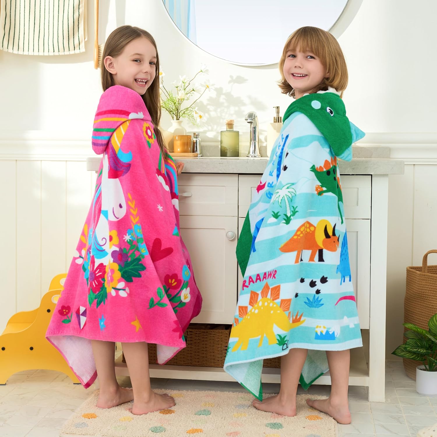 Joiedomi Hooded Towels for Kids Pink Unicorn Soft 100% Cotton Kids Beach Towel 30" x 50" for 3-10 Years Boys Girls Beach Hooded Poncho Absorbent Pool Toddler Swim Bath Wrap - Image 7