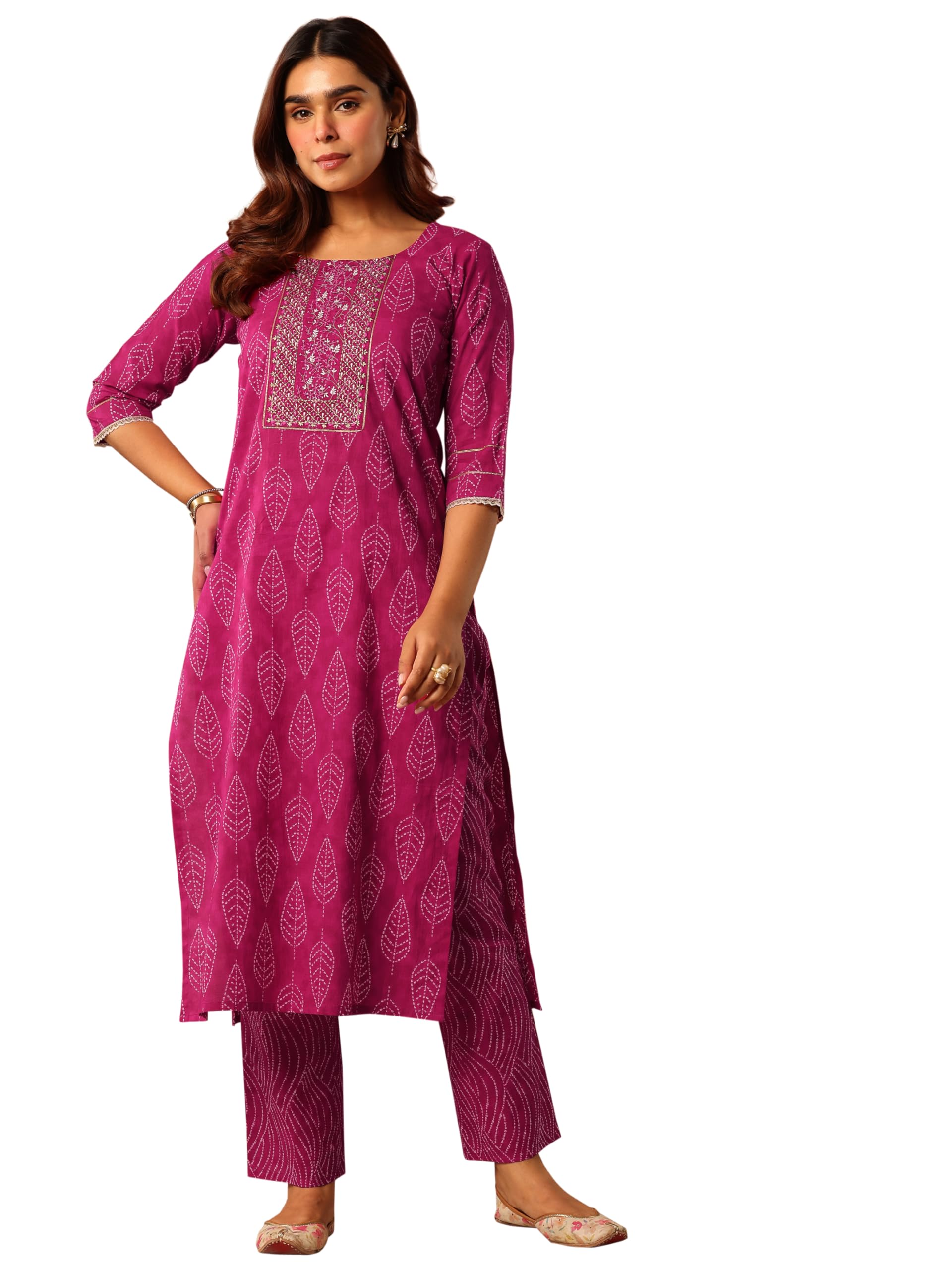 Printed Cotton Straight Kurta With Trousers-image-26