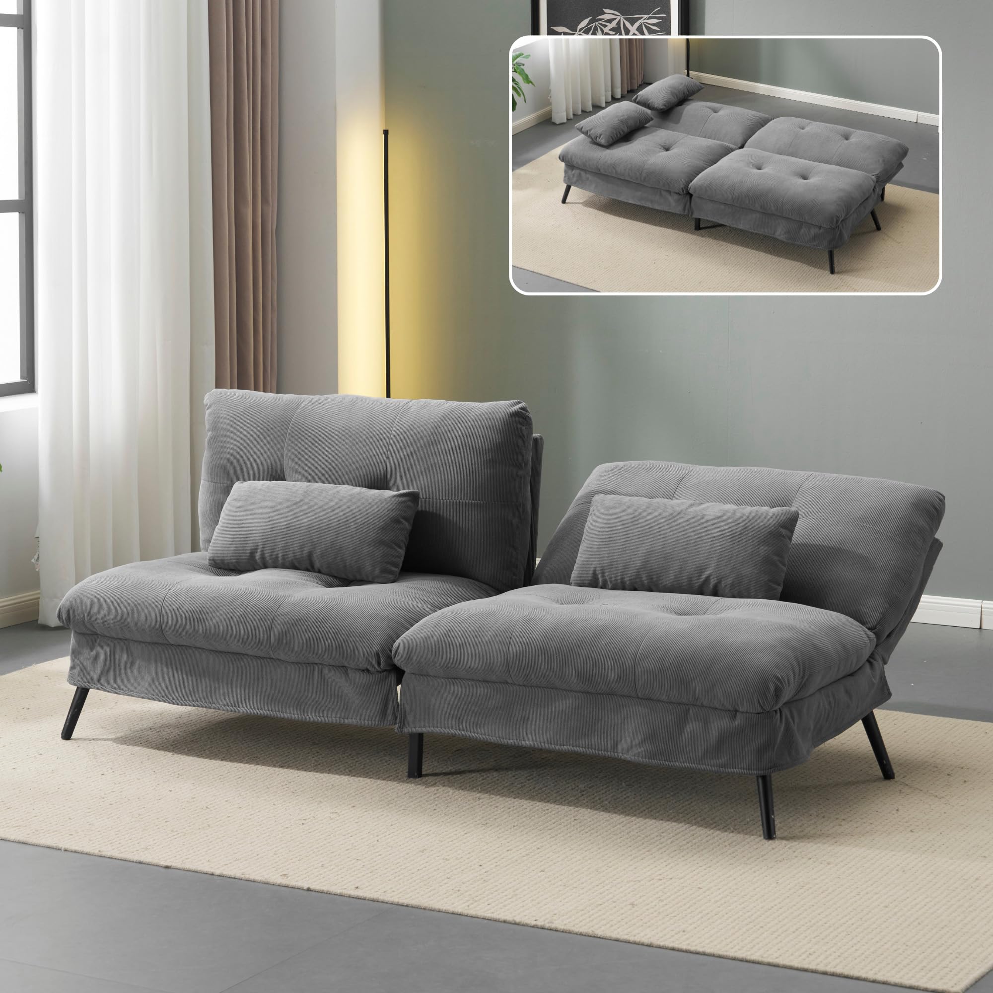 Amazon｜ソファベッド 2人掛け 幅182cm リクライニング 6段階 背もたれ