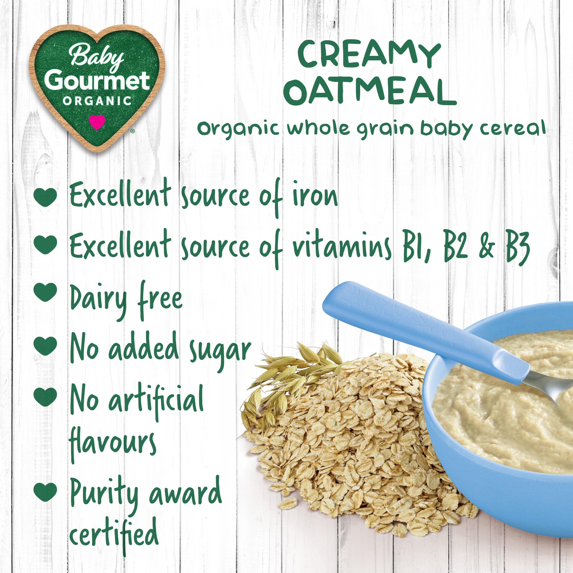 Baby Gourmet Organic Baby Cereal, Creamy Oatmeal, Stage 1, 227g | Clean Label Certified | Packed in Canada | Iron-Rich, No Added Sugar, Organic Ingredients - 4