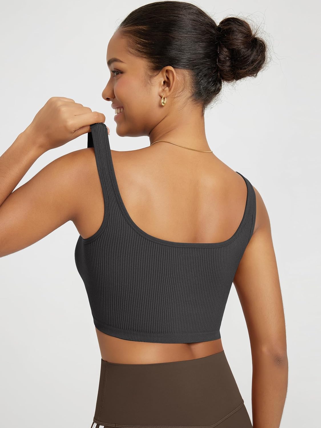 ODODOS 3-Pack Seamless Square Neck Crop Tank for Women Ribbed Knit Soft Low Back Cropped Tops - Image 5