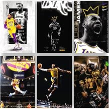 POSTER WALLAH Lebron James Poster | Basketball Legend Player | Modern wall print Art | Champion Aesthetic Poster | Art Style Wall decor for Bedroom wall, gym, Living room, kids, (12x8 Inch) [Set of 6 Pieces]