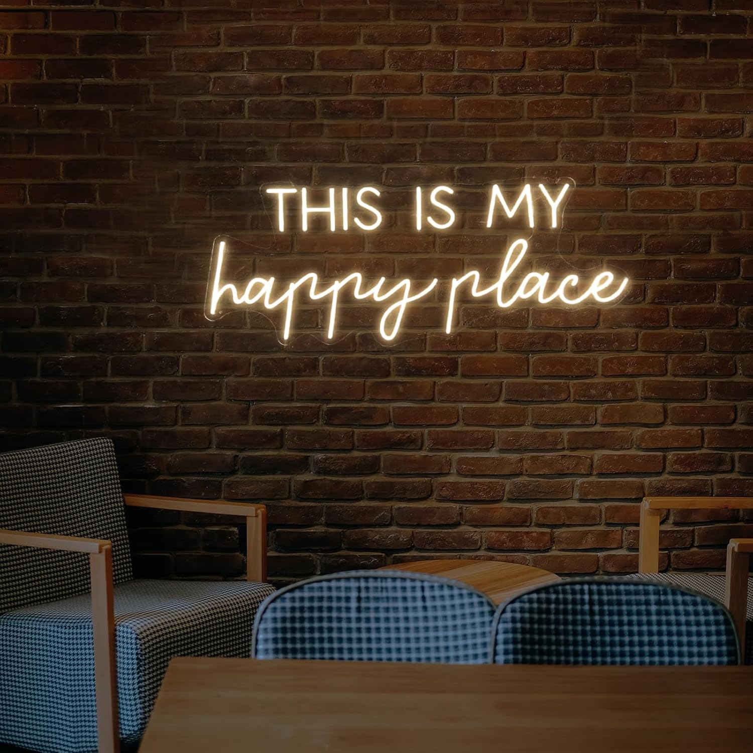 This is My Happy Place Neon Sign 30 inches Large Dimmable Led Lights Up Wall Art Decor Neon Signs for Bedroom,Wedding, Office, Party Decorations