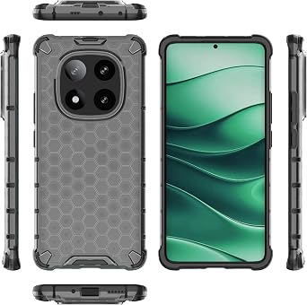Pzwoxukhov Compatible with Redmi Note 14 Pro 5G Case Cover,Compatible with Redmi Note 14 Pro 5G Honeycomb Anti-Drop Shock-Absorbing Case Black
