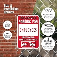 Vista 3 de SmartSign Cartel de estacionamiento reservado para empleados, paquete de 2, letrero remolcado de vehículos no autorizados, 18 x 12 pulgadas
