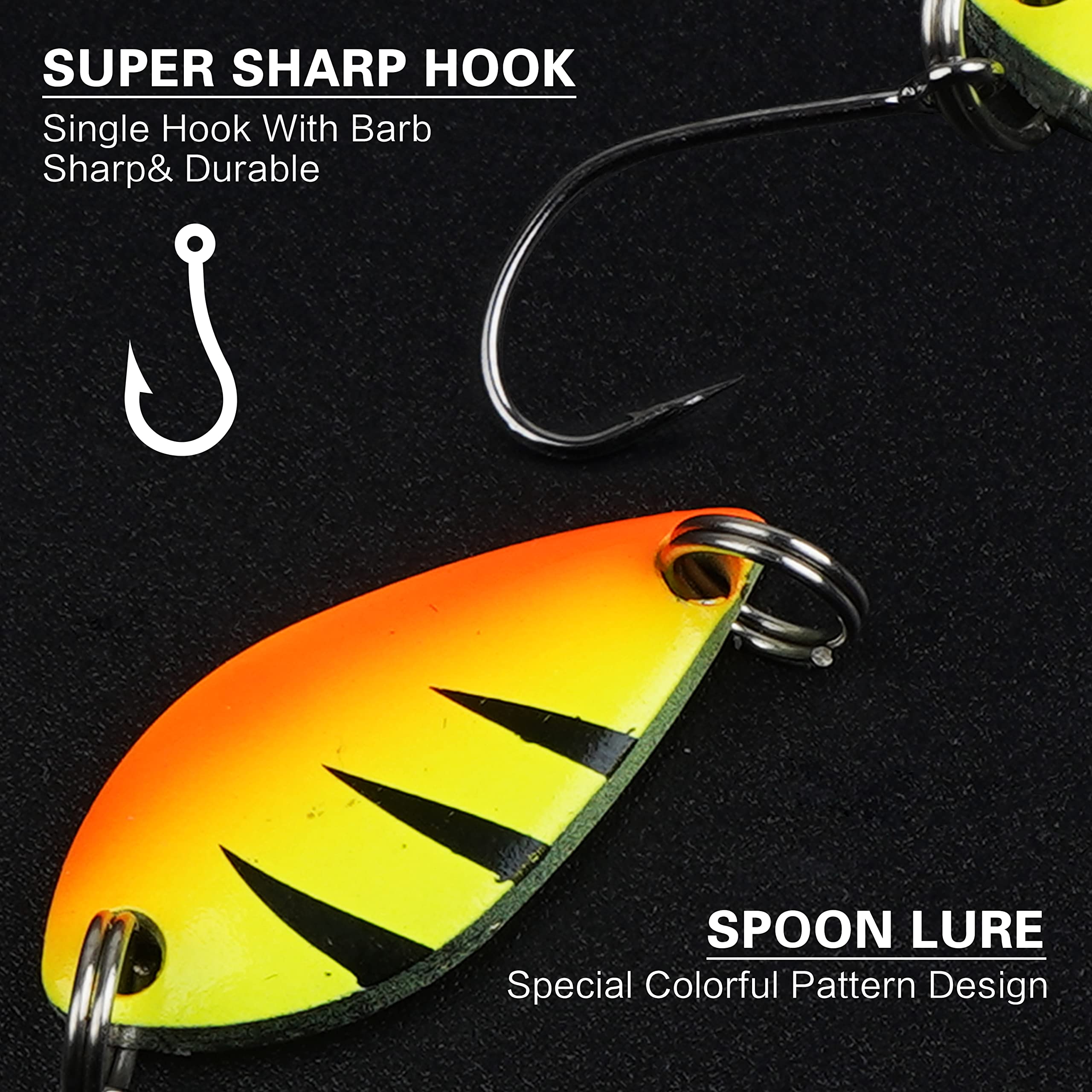 Trout Spoons Lures for Fishing, 12pcs Metal Spoon Jigging Spoon with Single Hook Trout Fishing Lures for Bass Pike Crappie Walleye