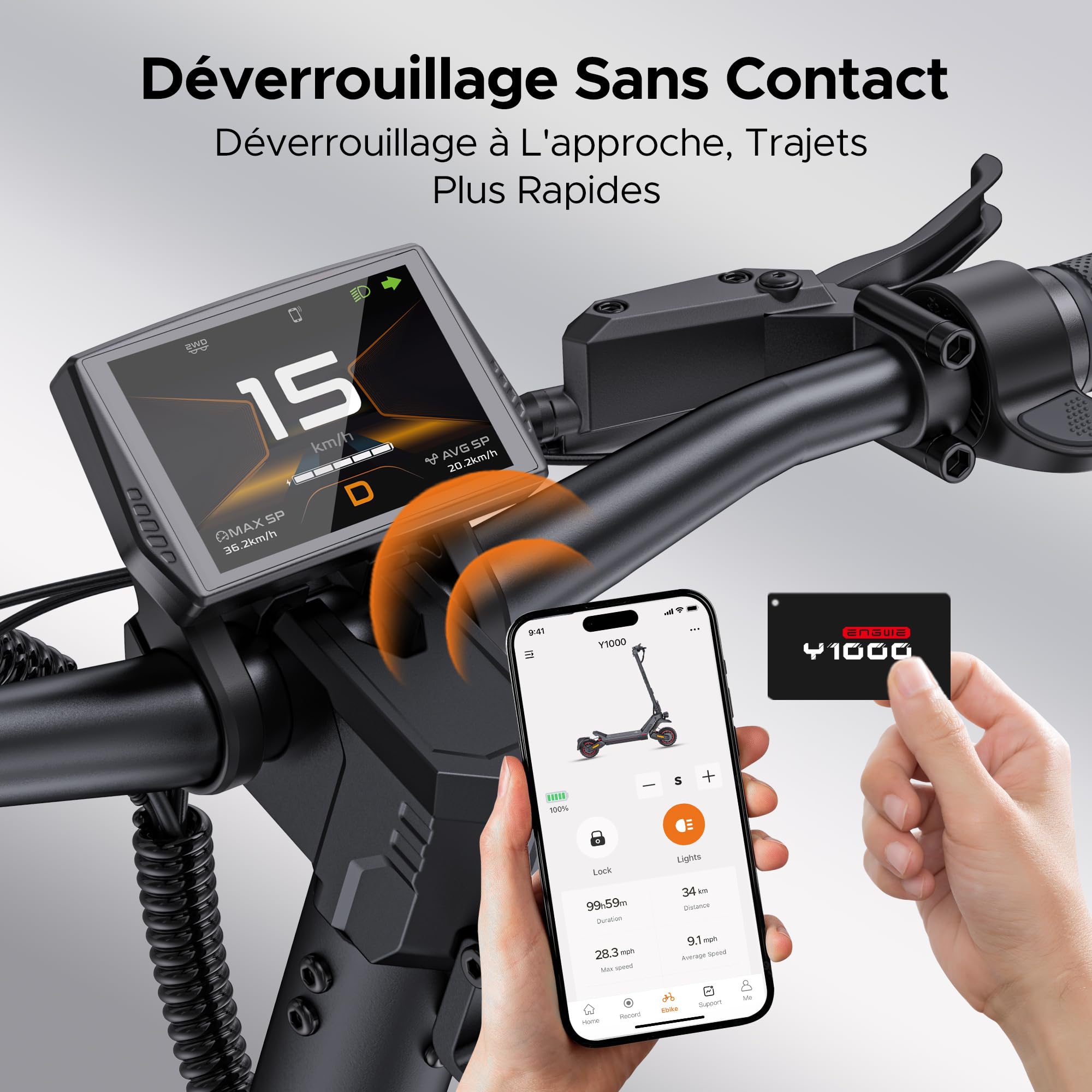 ENGWE Trottinette Électrique Pliable, 2400W avec Batterie 52 V 22.5 Ah | NFC et Bluetooth, Navigation Intelligente, Autonomie 100 km, Freins Hydrauliques, Système de Suspension Tout-Terrain, Y1000