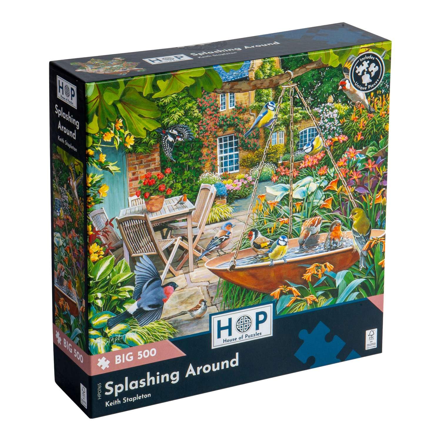The House of Puzzles Splashing Around Jigsaw - Big 500 Piece Jigsaws For Adults, Extra Large Pieces, Artist Illustrated, Scenic Landscape, Deluxe Puzzle Gifts
