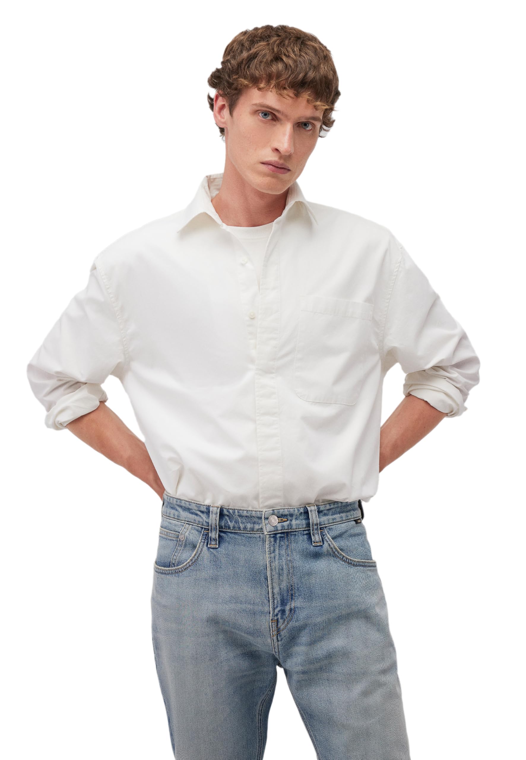 Mavi Men's Pocket Shirt, Antique White, M, Antique White, M