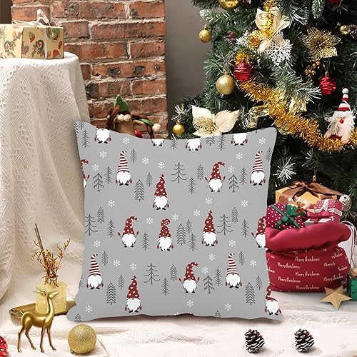 Miniatura 9 de Fundas de almohada de Navidad con remolino rojo, 18 x 18 pulgadas, diseño de bastón de caramelo dulce, doble remolino, color rojo y blanco, funda de