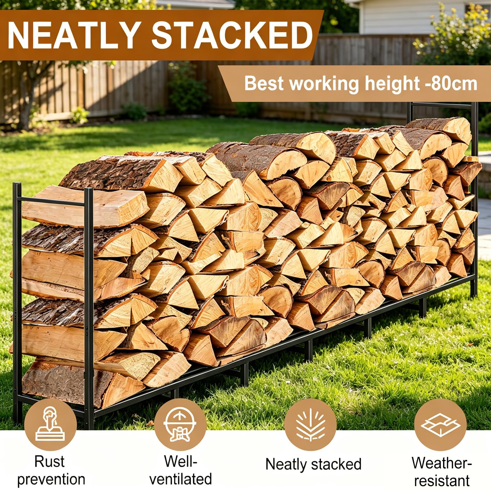 Kaminholzregal aussen Metall,Holzunterstand für Veranda Garten Terrasse Hof | Kaminholzregal Metall, Wasserdichter Holzlager, Stapelhilfe Brennholz, Stapelhilfe für Brennholz Garten Terrasse