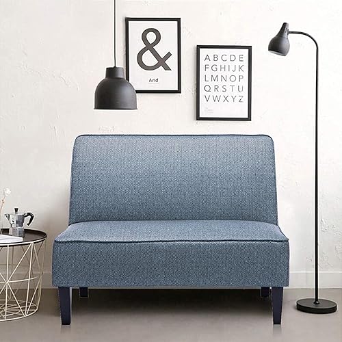 Miniatura 22 de Sofá biplaza pequeño tapizado para espacios pequeños, sofá de 2 plazas con patas de madera para dormitorio, sala de estar (gris claro)