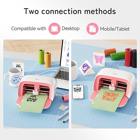 Likcut S501 Plotter Machine 13.97 cm Mini Cutting Plotter Available for Vinyl Iron on and Cards with Starter Set Pink