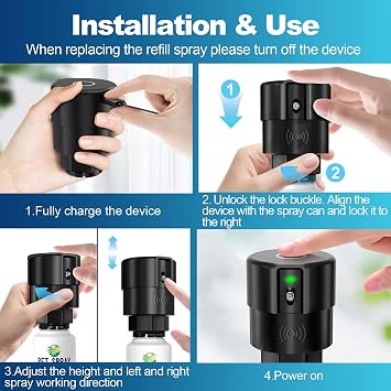 Cat Deterrent Spray Refill, Pet Spray Deterrent System, Motion Activated Cat System, Cat & Dog Odorless & Indoor, Up to 3 Feet Away, Pet Deterrent Spray Refill