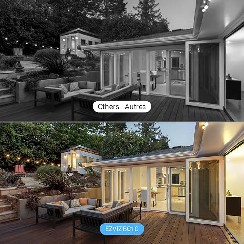 EZVIZ 4MP BC1C avec Panneau Solaire C Caméra Surveillance WiFi Extérieure sans Fil, Autonomie de 270j, Détection de Personne, Vision Nocturne en Couleur, Audio Bidirectionnel, 32Go eMMC Mémoire, IP66 - 4