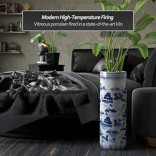 Miniatura 3 de Idea de regalo para decoración casera elegante de calidad fina - Depósito clásico para guardar paraguas y bastones de porcelana china de 24 pulgadas