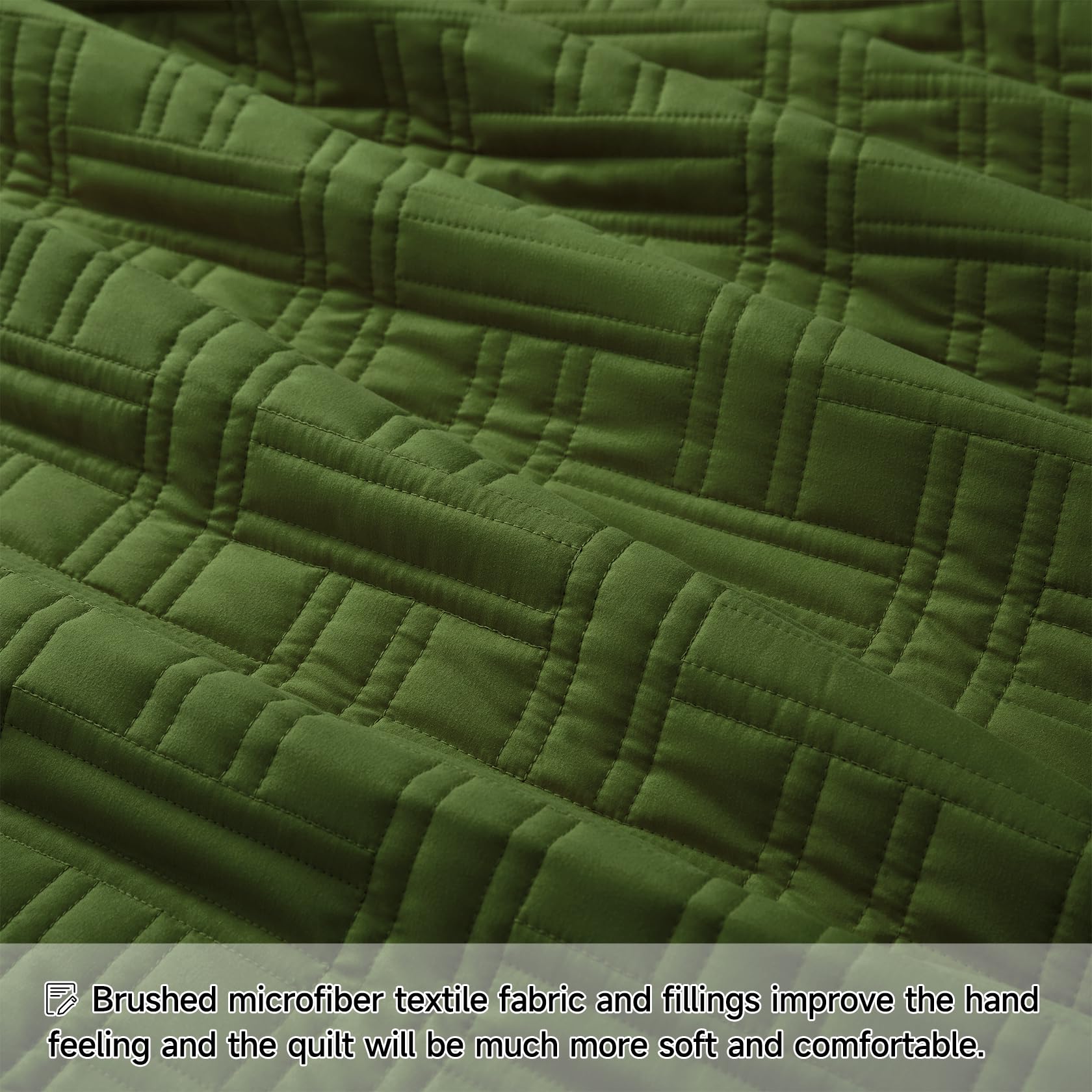 Lavsiry Olive Queen Quilt Set, Summer Lightweight Full Size Green Thin Comforter Bedding Set, Soft Microfiber Bedspread & Coverlet Set for All Seasons - 3 Piece(1 Quilt, 2 Pillow Shams)