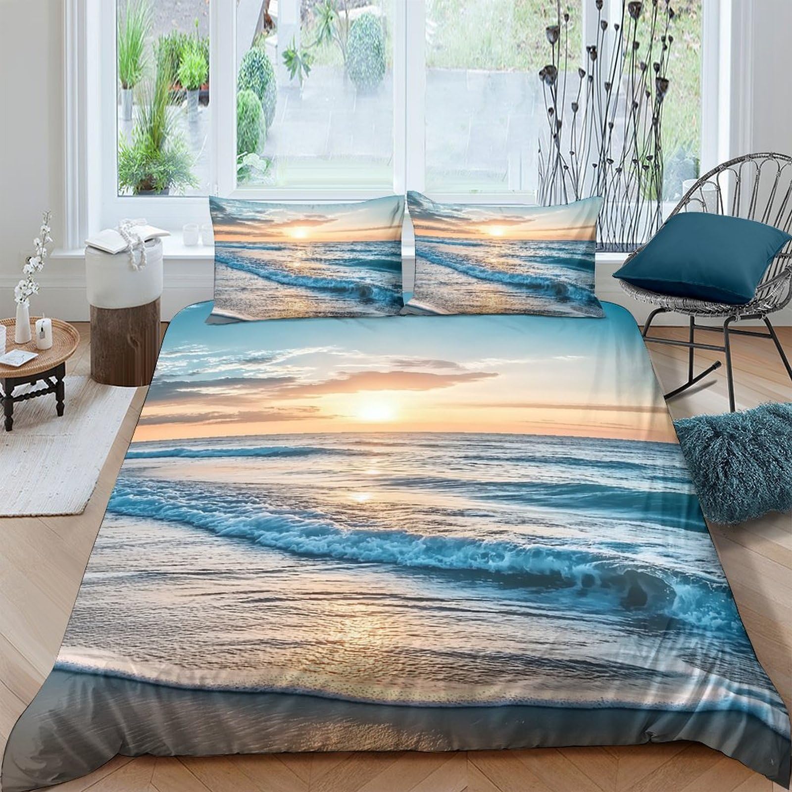 Parure de lit océan microfibre respirante et résistante 135x200