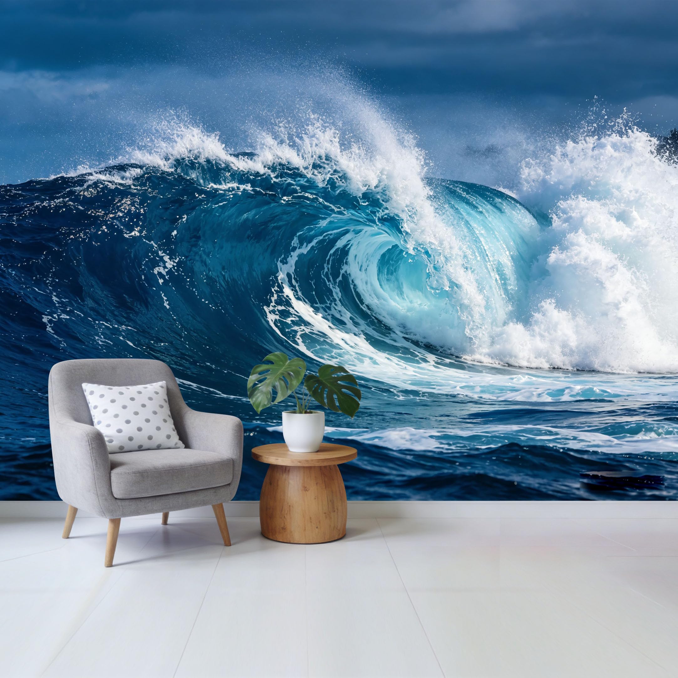 Qzlithotic Yq2605250774 Custom Size Wall Mural Powerful Crashing Ocean Wave Coastal Marine Scenic 3D Selfadhesive Wall Fabric Removable Wallpaper For Home Office Decor