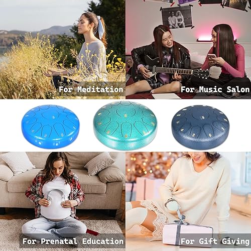 Miniatura 2 de Ironkoi Tambor de lengua de acero aleado, 9 notas, 6 pulgadas, tanque de chakras, tambor de acero acolchado de percusión bolsa de viaje y mazos