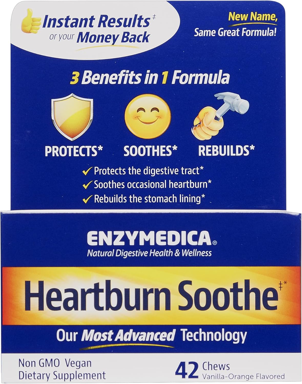 ENZYMEDICA Heartburn Soothe (42 Chewable Tablets) Vanilla/Orange