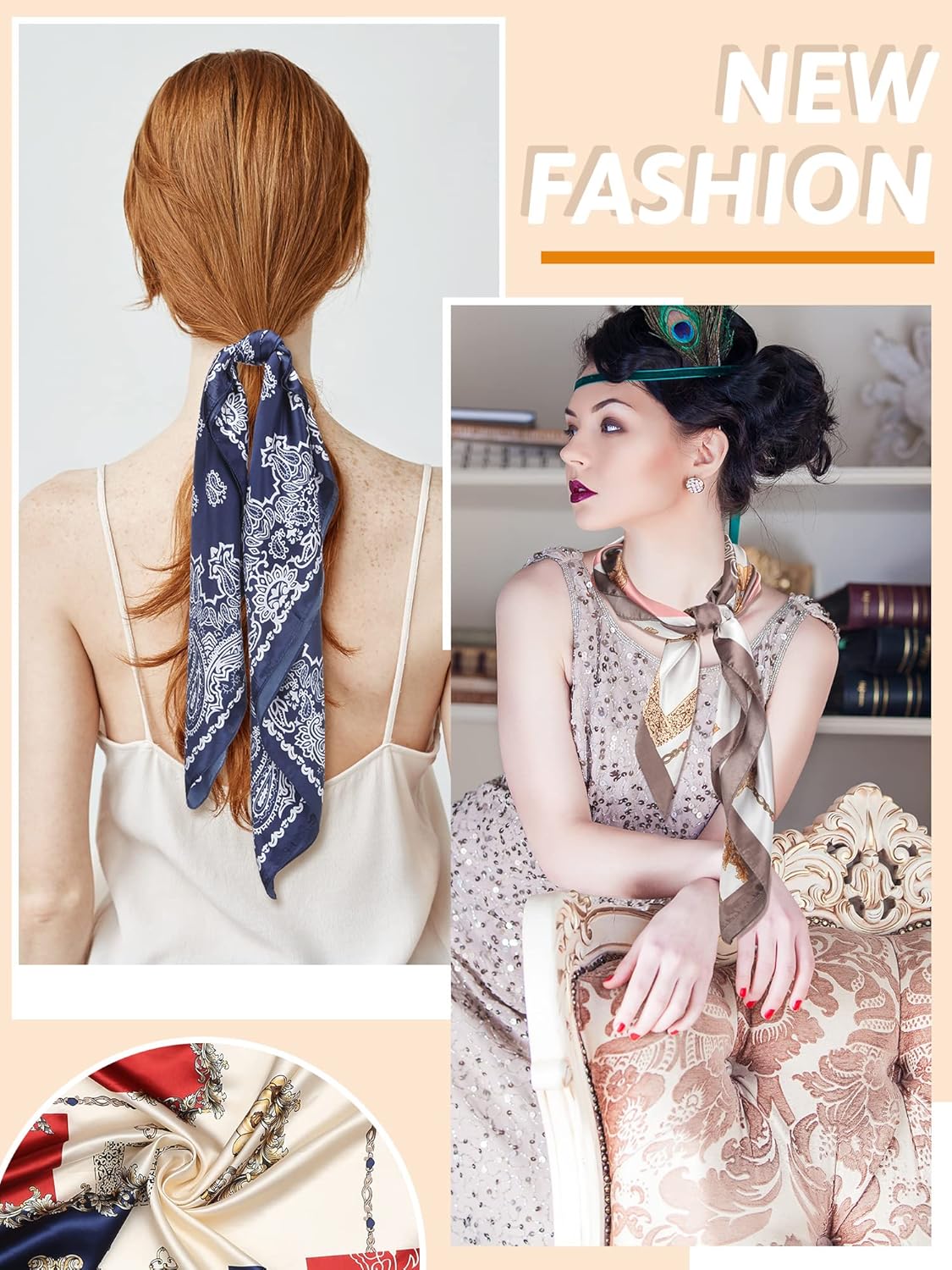 Janmercy 16 Pcs 35" Satin Head Scarf Hair Scarf Silk Like Bandana Large Square Satin Headwear Silk Headscarf Neck Hair Wrap for Sleeping Women Valentine Gift