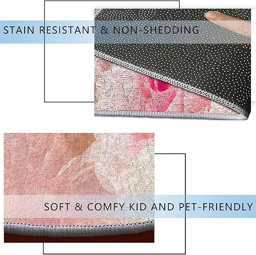 Miniatura 4 de Alfombra redonda de 39 pulgadas, color rosa, para silla de escritorio, con protector multiusos antideslizante para silla de escritorio, para oficina