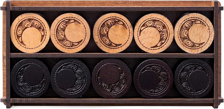 Number 2 Moon Patterned Wooden Backgammon Stamp Set