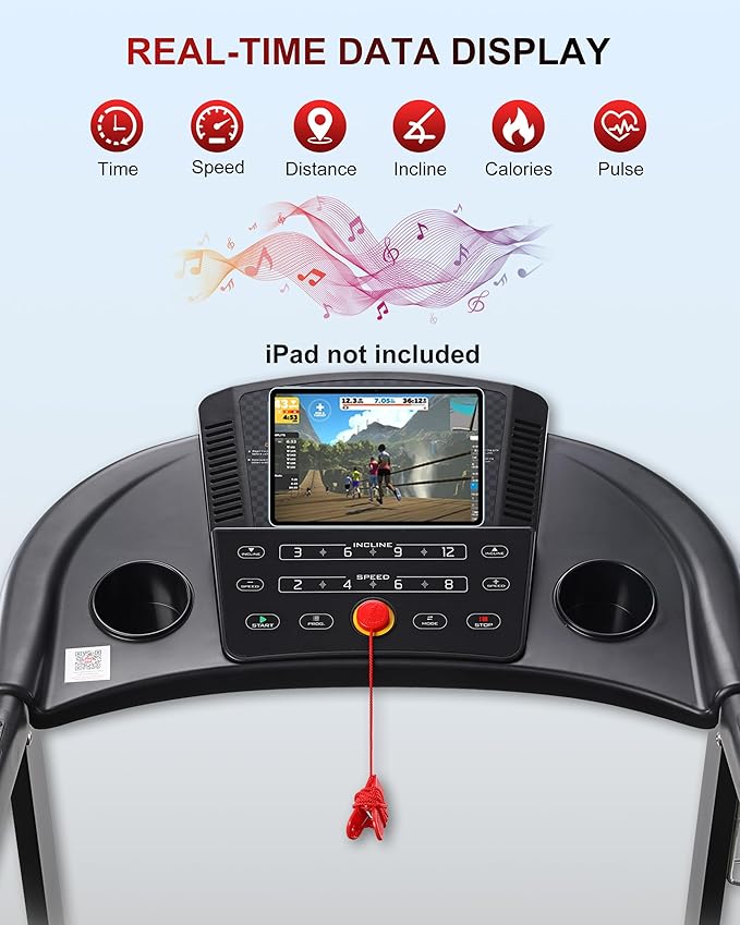 Caminadora Eléctrica Plegable con Inclinación Automática 15 Niveles, 3.5 HP, Negro miniatura 3